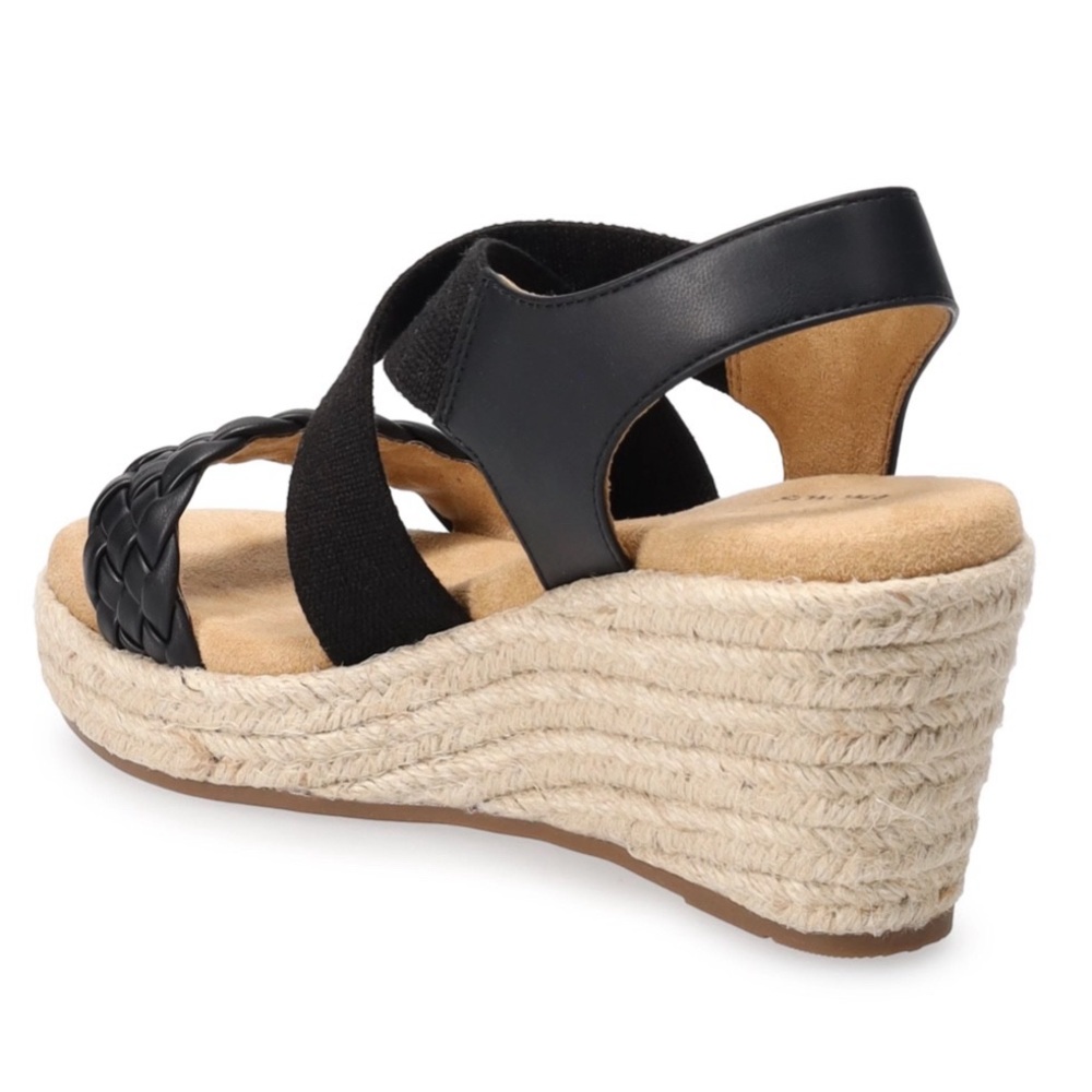 🆕 Women’s Sonoma Ortholite Eco Black Braided Espadrille Wedge Sandals - Picture 7 of 16